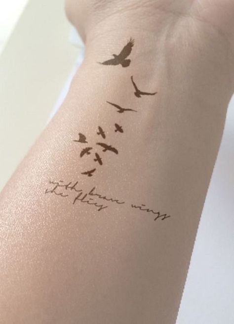 With+Brave+Wings+She+Flies+Bird+Tattoo+Meanings Tattoos For Women On Thigh, Small Bird Tattoos, Little Bird Tattoos, Tiny Bird Tattoos, Bird Tattoo Meaning, Bird Tattoos For Women, Vogel Tattoo, Bird Tattoo Wrist, Black Bird Tattoo