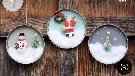 Diy Vintage Christmas Ornaments, Homemade Christmas Tree Ornaments, Diy Vintage Christmas, Lid Ornaments, Homemade Christmas Tree, Jul Diy, Easy Christmas Ornaments, Holiday Crafts Diy, Christmas Crafts For Adults