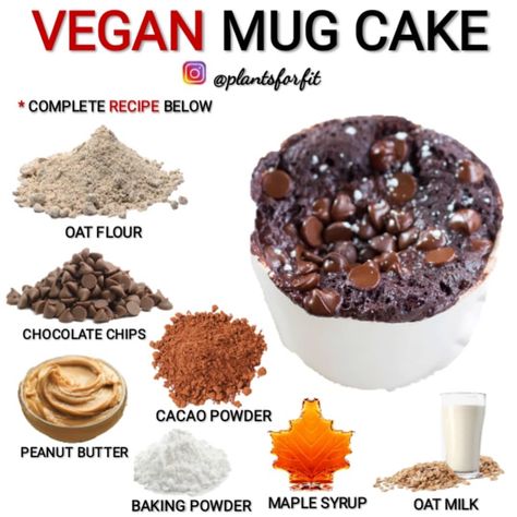 6,850 Likes, 217 Comments - HEALTH ADVICE | VEGAN RECIPES (@plantsforfit) on Instagram: “VEGAN Mug Cake!😋TAG someone who should do THIS for YOU!🌱 ➖ 👉 Here is a quick and easy MUG CAKE…” Easy Mug Cake Recipe, Vegan Mug Cake, Mediterranean Desserts, Vegan Mug Cakes, Easy Mug Cake, Mug Cake Recipe, Mug Cake Microwave, Oat Cakes, Mug Recipes