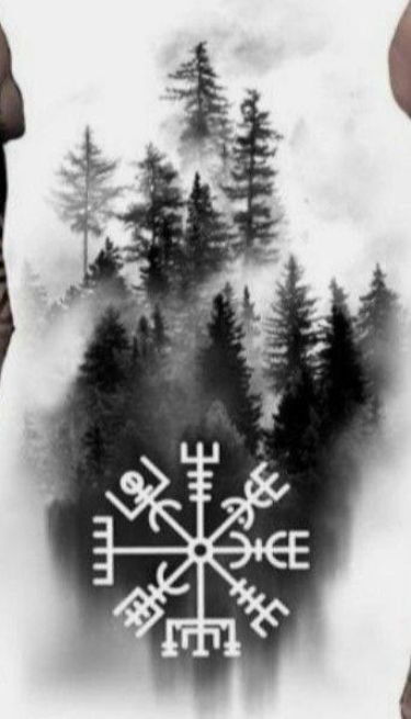 Viking Forest Tattoo, Berserker Tattoo, Viking Rune Tattoo, Berg Tattoo, Pine Tattoo, Valkyrie Tattoo, Scandinavian Tattoo, Big Cat Tattoo, Unique Tattoos For Men