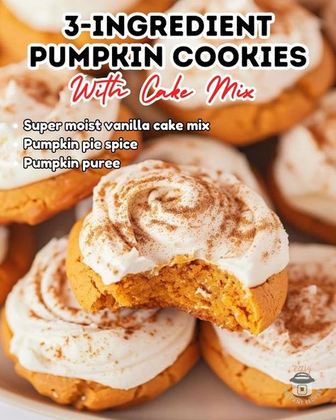 Easy Family Recipes | **Pumpkin Cake Mix Cookies | Facebook Pumpkin Cookies With Cake Mix Easy, Super Moist Vanilla Cake, Pumkin Cake, Pumpkin Cake Mix Cookies, Easy Pumpkin Cake, Pumpkin Cake Mix, Pumpkin Cake Easy, Pumpkin Cookies Easy, Cake Box Cookies