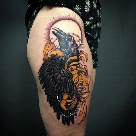 Neo Traditional Bird Tattoo, Neo Traditional Bird, Traditional Bird Tattoo, Cloak And Dagger Tattoo, Bird Tattoo Sleeves, Rabe Tattoo, Neo Tattoo, Neotraditional Tattoo, Traditional Tattoo Sleeve