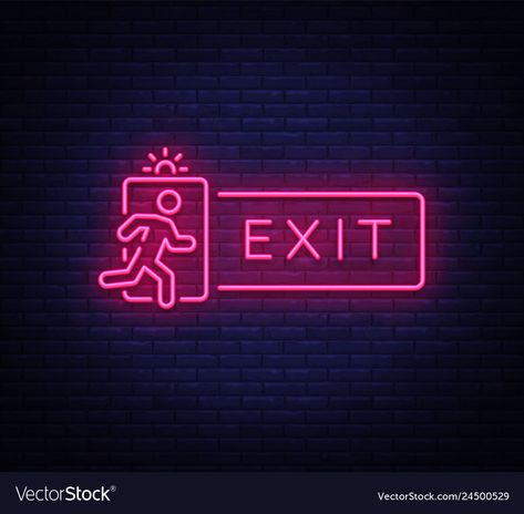 Neon Board Design, Neon Flex Design, Exit Signage Design, Exit Sign Design, Neon Exit Sign, Neon Vector, Basement Movie Room, Cyberpunk Neon Sign, Electric Dreams