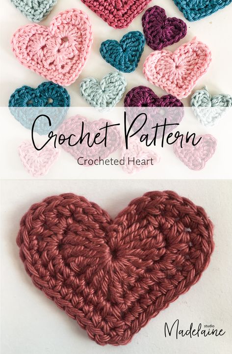 Free Crochet Heart Applique Pattern, Crochet Zig Zag, Free Heart Crochet Pattern, Crocheted Hearts, Crochet Quotes, Crochet Valentine Patterns, Crochet Hearts, Heart Applique, Crochet Heart Pattern