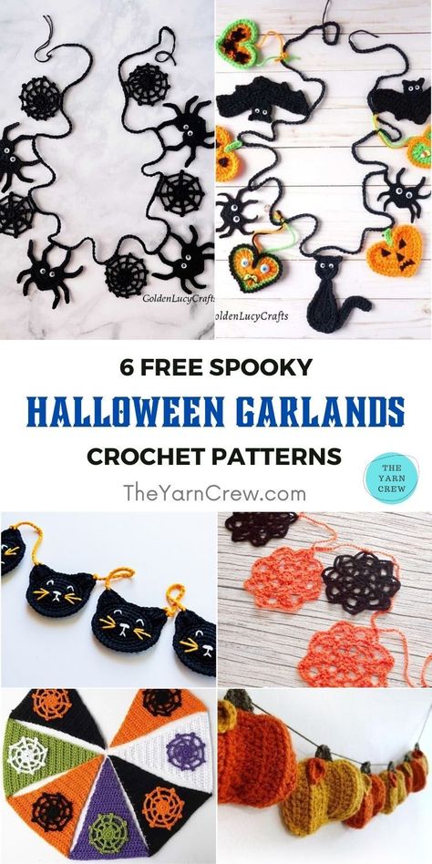 6 Free Spooky Halloween Garland Crochet Patterns. 6 Free Spooky Halloween Garland Crochet Patterns curated by The Yarn Crew. Halloween Garlands, Crochet Halloween Patterns Free, Crochet Halloween Decorations, Spooky Crochet, Wings Tutorial, Garland Crochet, Holiday Crochet Patterns, Crochet Bat, Crochet Garland