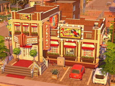 Sims 4 Lounge Lot, Sims Legacy Challenge, Tiny Log Cabin, The Sims 4 Lots, Club Lounge, Jazz Bar, Sims 4 House Building, City Layout, Retro Cafe