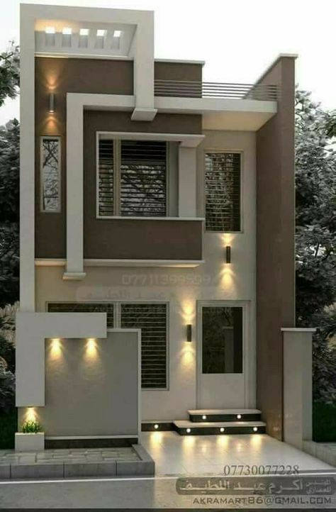 Design Exterior House, Modern House Front Elevation, House Front Elevation, Small House Exteriors, Narrow House Designs, House Outer Design, Small House Front Design, House Balcony Design, Modern Small House Design