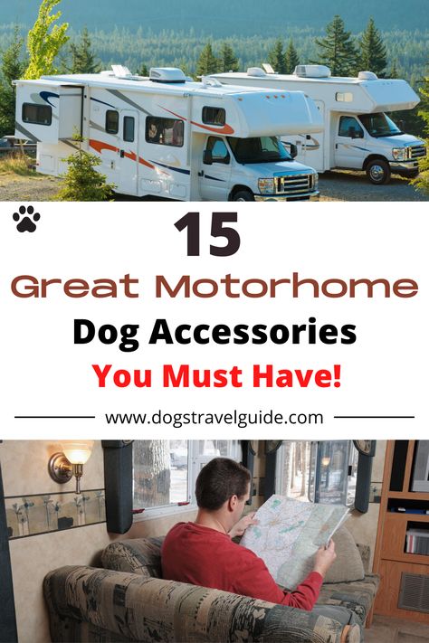 Motorhome With Dogs, Rv Dog Ideas, Rv Living With Dogs, Dog Travel Essentials, Rv Dog, Dog Packing List, Rv Essentials, Positive Reinforcement Dog Training, Camper Dog