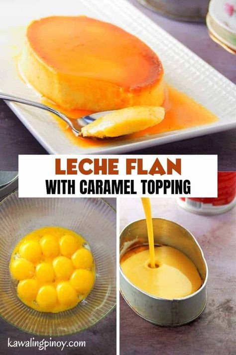 Leche Flan Recipe Philippines, Filipino Leche Flan, Food Filipino, Kawaling Pinoy, Filipino Food Dessert, Flan Cake, Custard Desserts, Homemade Breads, Dominican Food