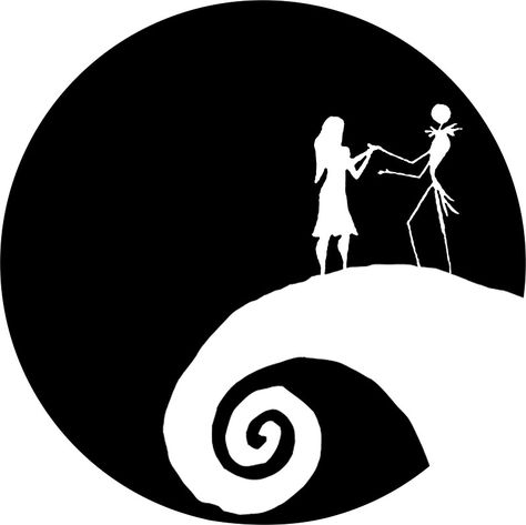 Minimalistic Love (Nightmare Before Christmas Fan Art) by HonourBinks Nightmare Before Christmas Moon, Nightmare Before Christmas Fan Art, Christmas Moon, Jack Nightmare Before Christmas, Beginner Tattoos, Moon Svg, Disney Silhouettes, Christmas Tattoo, Sally Nightmare