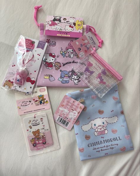 dropping $$ in daiso happens every time 😌 #daiso #sanrio #cute Daiso Sanrio, Sanrio Haul, Daiso Haul, Kawaii Bags, Hair Straighteners Flat Irons, Hello Kitty Party, Cat Party, Small Pouches, Custom Earrings