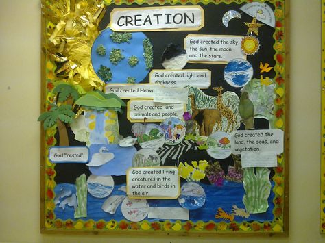 Creation Bible Class Decor, Creation Bible, Entrepreneur Kids, Elementary Bulletin Boards, Creation Story, Christian Crafts, Free Preschool, School Bulletin Boards, Class Decoration