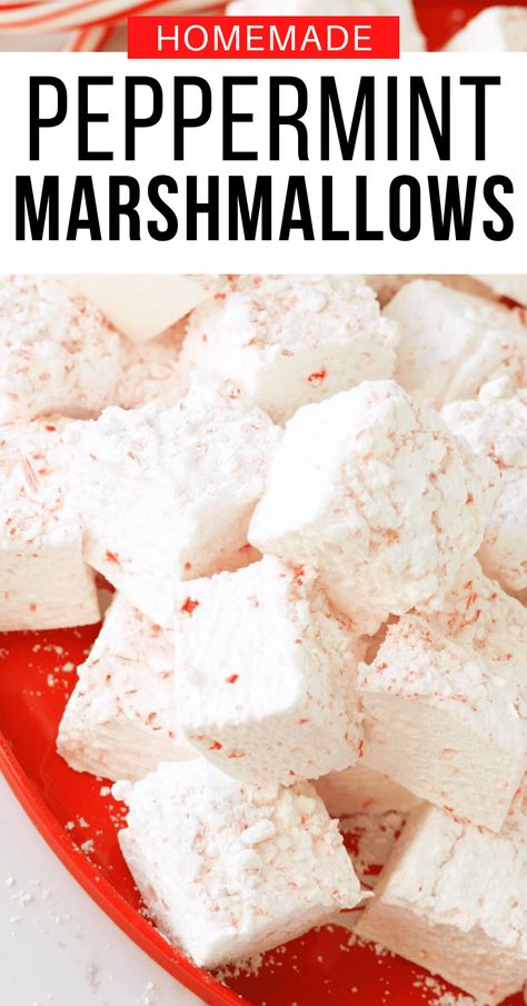 This homemade peppermint marshmallow recipe is the perfect addition to your Christmas cup of cocoa. They are made without corn syrup so healthier than your store-bought marshmallows. Crushed up candy canes give them their peppermint flavor along with a fun added crunch. Marshmallows No Corn Syrup, Peppermint Marshmallows Recipe, Peppermint Crunch, Candy Cane Recipe, Homemade Marshmallow Recipe, Marshmallow Recipe, Flavored Marshmallows, Peppermint Marshmallows, Cup Of Cocoa