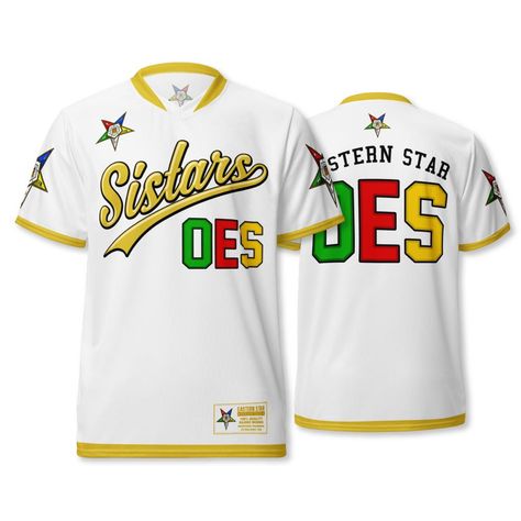 OES Sistars Eastern Star Jersey, Order of the Eastern Star Shirt, Sistar Tee, 2XS-6XL Eastern Star Clothing, Eastern Star Jewelry, Star Coat, Star Jacket, Order Of The Eastern Star, Star Clothing, Eastern Star, Recycled Polyester Fabric, Star Gift