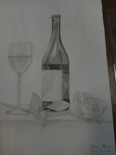 Vine bottle and vine glass graphite drawing Vine Glass Drawings, Vine Bottle, Bottle Drawing, Graphite Drawings, Bottles Decoration, Vines, Drawings, Glass, Quick Saves