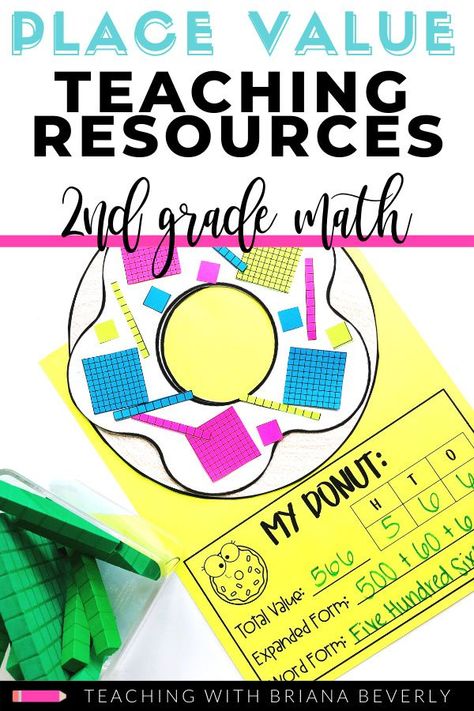 Place value math activity bundle for 2nd grade. Hundreds, Tens, and Ones activities, task cards, work sheets, and crafts, all centered around the Common Core Place Value standards for 2nd grade. Fun, engaging math resources for second graders. Tens And Ones Activities, Place Value Craft, Teaching Place Values, Place Value Activities, Math Blocks, Math Graphic Organizers, Fun Math Activities, Tens And Ones, Primary Resources