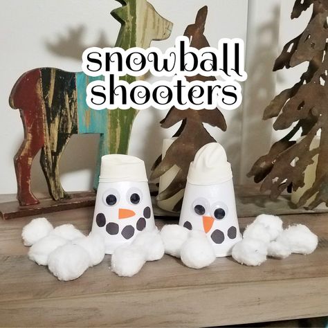 Snowball Shooter Craft, Snowball Shooters, Winter Worksheets, Snowman Faces, Build A Snowman, Googly Eyes, Construction Paper, Cotton Ball, The Balloon