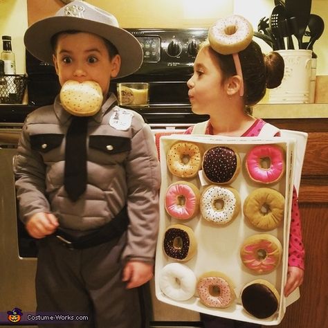 Doughnut Costume, Cop Costume For Kids, Donut Halloween Costume, Homemade Costumes For Kids, Donut Costume, Halloween Costumes 2016, Homemade Doughnuts, Candy Costumes, Homemade Costume