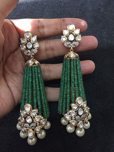 Jaipur Polki House | #JaipurPolkiHouse#Diamondpolki #Polki #Indianjewellery #PolkiJewellery #JadauJewellery #Earrings #Necklace#Chandbali Diamond Beaded Earrings, Beads Earrings Gold, Trending Bracelets, Jewerly Making, Handbags Luxury, Wedding Jewellery Collection, Polki Jewellery, Indian Wedding Jewelry, India Jewelry