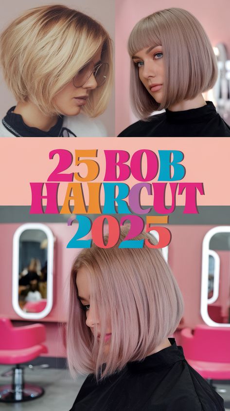 25 Bob Haircut Ideas for 2025: The Trendiest Styles to Try Types Of Bob Haircut, Style Suits Women, Stacked Bob With Bangs, Short Stacked Bob, Italian Bob, Retro Bob, Short Stacked Bobs, Classic Bob Haircut, Auburn Highlights