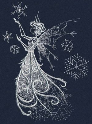 Delicate snowflakes fall around this enchanting faery! Embroidery Envelope, Embroidery Machine Ideas, Machine Embroidery Christmas, Machine Embroidery Designs Projects, Christmas Embroidery Patterns, Urban Threads, Machine Embroidery Projects, Machine Embroidery Applique, Sewing Embroidery Designs