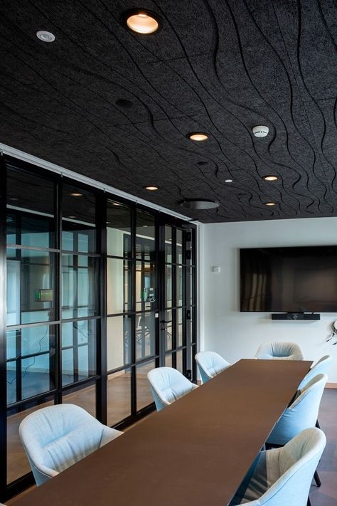 Curves Design, Acoustics Design, Wall Cladding Designs, Acoustical Ceiling, Interior Design Curtains, Acoustic Ceiling Panels, Acoustic Ceiling, Lobby Interior Design, Cladding Design