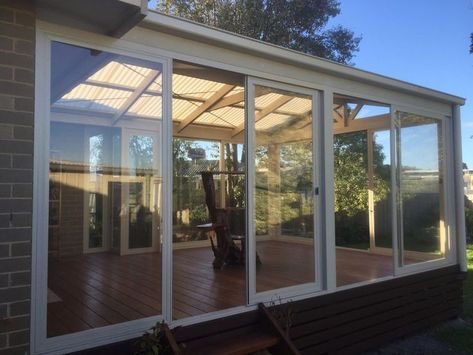 Alfresco Enclosure Ideas, Glassed In Patio, Enclosing Pergola, Enclosed Outdoor Area, Enclosing A Patio, Glass Enclosed Patio, Patio Enclosure Ideas, Enclosing A Porch, Patio Extensions