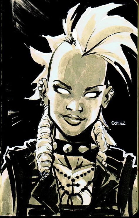 Punk Rock Storm by JoelGomez Storm Xmen Mohawk, Mohawk Reference Drawing, Mohawk Art Reference, How To Draw Mohawk, Mohawk Character Design, Mohawk Reference, Storm Doodle, Mohawk Drawing, Storm Mohawk