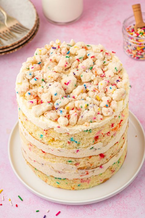 Milk Bar Birthday Cake - The Suburban Soapbox Vegan Funfetti Cake, Milk Bar Birthday Cake, Vegan Buttercream Frosting, Vegan Vanilla Cake, Blueberry Dump Cakes, Momofuku Milk Bar, Vegan Buttercream, Vegan Birthday Cake, Moist Vanilla Cake