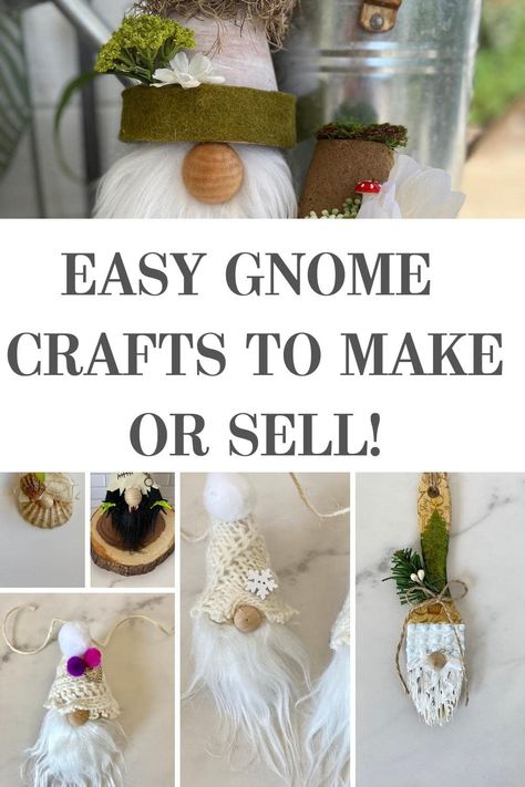 Make these easy gnome crafts for yourself or to sell in your online shop. Making DIY gnomes is fun and easy with these step-by-step tutorials. Come learn how to make easy gnomes! Garden Gnomes Diy, Crochet Christmas Garland, Gnome Crafts, Gnome Tutorial, Gnomes Diy, Diy Gnomes, Gnomes Crafts, Gnome Garden, Wooden Rings