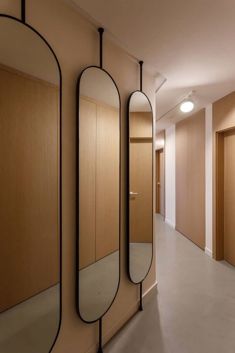 Small Entrance Halls, Hall Mirror, Mirror Interior Design, White Cupboards, Long Mirror, Mirror Bedroom, Bathroom Partitions, Miracle Morning, Ceiling Hanging