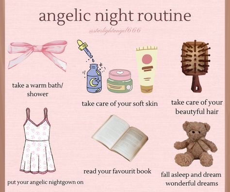 #angel #nightroutine #routine #coquette #girly #girls #pink #school #evening #girlthings #aesthetic #sleep #skincare #girlblogging Girly Summer Aesthetic, Sleep Skincare, Aesthetic Sleep, Night Care Routine, Night Routines, Night Care, Etiquette And Manners, Self Care Bullet Journal, Healthy Lifestyle Habits