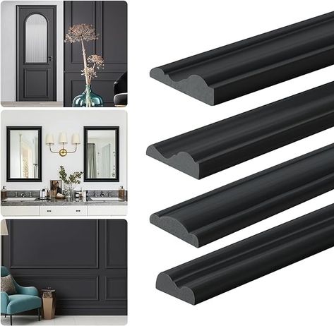 Amazon.com: YEFANXI Flexible Chair Rail Panel Molding Finish Trim ，10FT*0.9IN Peel and Stick Black Self-Adhesive DIY Wall Molding Trim for Frame,Home Decoration & Wall Protection : Tools & Home Improvement Diy Wall Molding, Panel Molding, Wall Trim, Chair Rail, Wall Molding, Decoration Wall, Black Walls, Luxury Store, Diy Wall