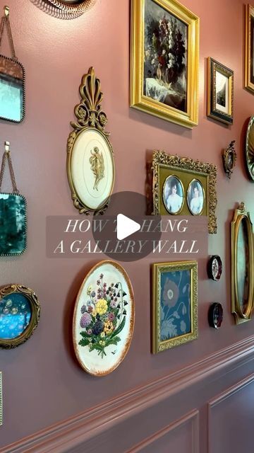 Mae Lutz on Instagram: "How to hang a gallery wall! Comment SHOP if you want links to any of my tools. ⚒️ (If you don’t follow me the link might not go through). Otherwise use link in bio > Amazon Storefront. 

Wall color is Reddened Earth by @hgtvhomebysherwinwilliams" Hallway Gallery, Hallway Gallery Wall, Hallway Makeover, Vintage Hallway, Push It, Amazon Storefront, Estate Sale Finds, Wall Color, Home Decor Tips