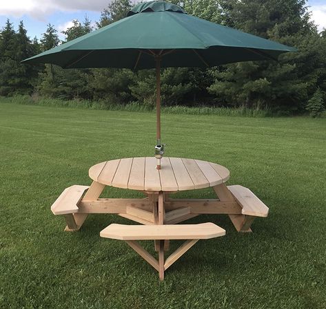 Picnic Table Ideas, Build A Picnic Table, Round Picnic Table, Picnic Table With Umbrella, Picnic Table Plans, Wooden Picnic Tables, Diy Furniture Videos, Kids Picnic Table, Garden Furniture Design