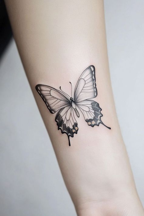 Butterfly Tattoo Designs For Women, Butterfly Tattoo Ideas For Women, A Butterfly Tattoo, Realistic Butterfly Tattoo, Butterfly Tattoo Design, Dynamic Tattoo, Butterfly Tattoo Ideas, 3d Butterfly Tattoo, Unique Butterfly Tattoos