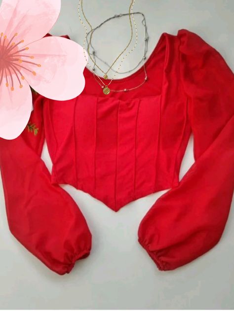 Cropped Corset Morcego Com Manga de TuleCropped Corset Morcego Com Manga de Tule Vermelho Casual,elegante,Sensual,Vintage  Manga longa  Simples Camisa,Top   Women Clothing, size features are:Bust: ,Length: ,Sleeve Length: Cropped Corset, Vintage Manga, Top Women, Women Clothing, Womens Tees, Length Sleeve, Blouses For Women, Womens Tops, Sleeve Length