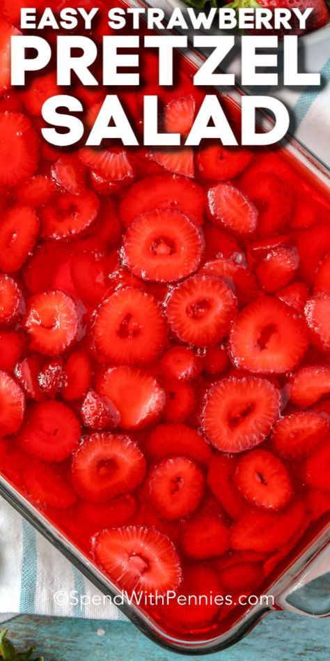 Strawberry Pretzel Jello, Jello Pretzel Salad, Strawberry Pretzel Jello Salad, Pretzel Jello, Strawberry Jello Salad, Strawberry Pretzel Salad Recipe, Strawberry Pretzel Dessert, Congealed Salad, Pretzel Desserts