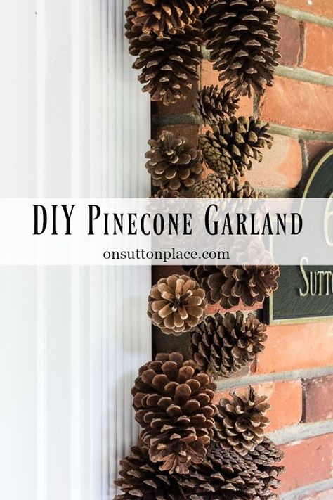 DIY Holiday Pinecone Garland Tutorial | Easy step-by-step directions for making… Garlands Diy, Pine Cone Garland, Diy Garlands, Garland Tutorial, Pinecone Garland, Holiday Garland, Garland Diy, Pine Cone Crafts, Diy Garland