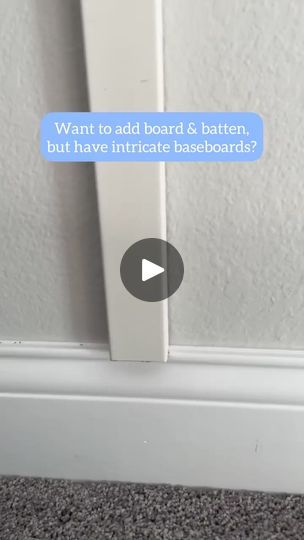 8.3K views · 45 reactions | Want to add board and batten or an accent wall, but you don’t know how to make it flow with your current baseboards? Try this hack! Use 1” quarter round to continue your baseboard up. This will give the look of bigger baseboards, while also creating the perfect “ledge” for your board and batten boards to sit flush on! 

#diyhack #diyreels #boardandbatten #accentwall | Lake and Lumber Board And Batten Rounded Corners, Board And Batten Baseboard Transition, Add Board And Batten, Diy Home Improvements, Board And Batten, Hacks Diy, Baseboards, Diy Home Improvement, Home Improvements