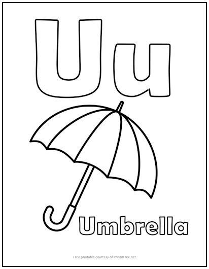 Alphabet letter coloring pages are perfect for toddlers, preschoolers, kindergartners, and first graders, to help reinforce letter recognition and writing skills. This one features the letter “U” and includes a picture of an umbrella. Be sure to download and print the entire alphabet! Colour Alphabet Letters, Letter U Coloring Page Free Printable, Letter U Coloring Page, Letter A Coloring Page Free Printable, Letter Coloring Pages Preschool, Letter U Worksheets Preschool, Letter U Printable, Preschool Letter U, Letter Y Coloring Page