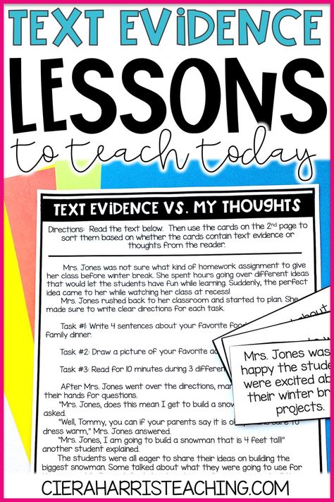 Text Evidence Activities 1st Grade, Citing Text Evidence Middle School, Text Evidence Bulletin Board, Text Evidence Anchor Chart, Teaching Text Evidence, Text Dependent Analysis, Text Evidence Activities, Intermediate Reading, Teaching Informational Text