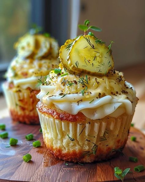 Dill Pickle Pancakes, Dill Pickle Potatoes, Dill Pickle Flavored Snacks, Savory Dill Pickle Cupcakes, Pickle Cupcakes, Dill Sweet Potato, Dill Pickle, Inspired Recipes, Pickles