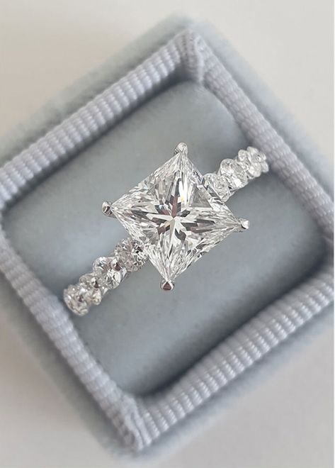 Pave Setting Engagement Ring, Princess Diamond Ring, Wedding Diary, Diamonds Direct, Diamond Ring Princess Cut, Princess Cut Moissanite, Simulated Diamond Rings, Ring Styles, Princess Cut Engagement Rings