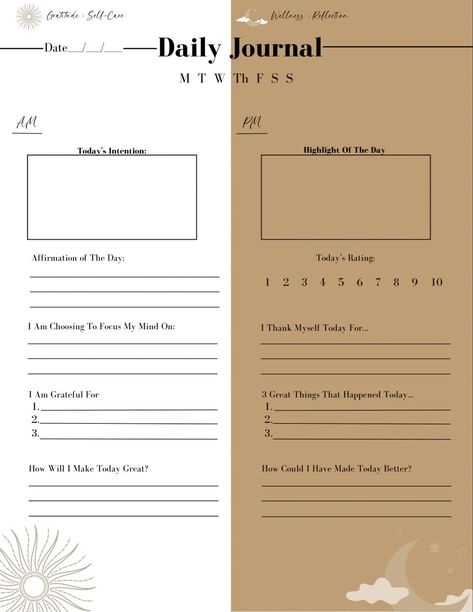 Five Minute Journal  Digital Morning Journal Daily Journal Layout Writing, Daily Journal Set Up, Evening Journal Template, Morning Journal Template, 5 Minute Journal Writing Prompts, Daily Reflection Journal Template, 5 Minute Journal Template, Ipad Journal Template, Gratitude Journal Layout