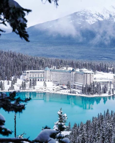 Beautiful & Luxury Hotels on Instagram: “Would you spend Christmas in this Winter Wonderland 🎄❄️ Location: Lake Louise, Banff Price: $200-500 USD 5 stars Photo by: @samk24” Fairmont Lake Louise, Lake Louise Winter, Lake Louise Canada, Lake Louise Banff, Fairmont Chateau Lake Louise, Chateau Lake Louise, Winter Travel Destinations, Canada Photography, Canada Photos