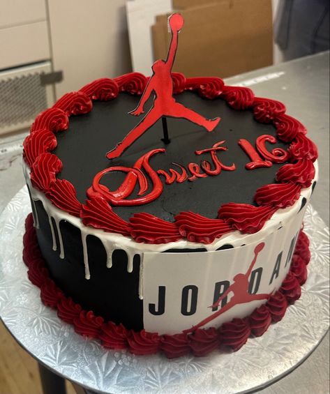 Cake For 8 Year Boy, Cake For 10 Year Boy, Jordan Cakes Birthdays, Jordans Cake Ideas, Jordan Cake Ideas For Men, Sweet 16 Jordan Theme, Jordan Cake Ideas, Jordan Birthday Cake, Michael Jordan Cake