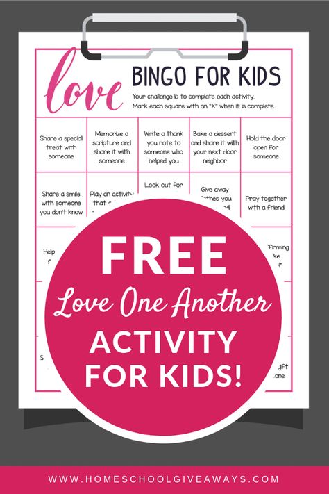 FREE Love One Another Activity For Kids - Homeschool Giveaways Love One Another Activity, Love One Another Craft, Bible Bingo, Bingo For Kids, Bible Activities For Kids, Learned Behaviors, Attributes Of God, Icebreaker Activities, Understanding The Bible