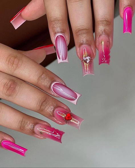 Aura Nails, Gel Toe Nails, Red Acrylic Nails, Airbrush Nails, Simple Acrylic Nails, French Acrylic Nails, Blush Nails, Long Acrylic Nails Coffin, Unique Acrylic Nails