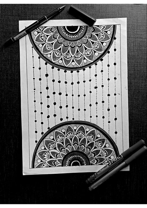 Very Difficult Mandala Art, Half Page Mandala Art, Unique Mandala Drawing, Aesthetic Mandala Art, Mandala Motifs, Butterfly Drawings, Art Competition Ideas, Mandala Arts, Doodle Art For Beginners